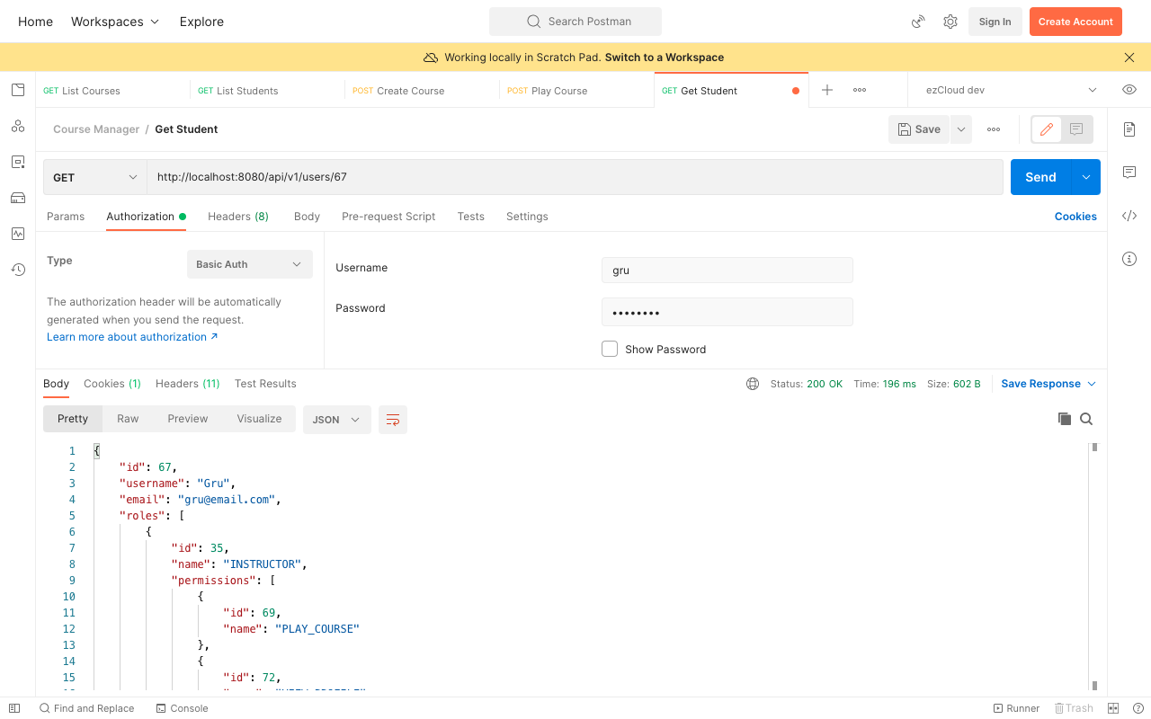 Authorized request to view Gru profile with Gru's credential